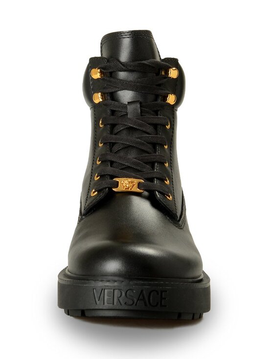 Versace Men\'s Black Leather Lace Up Boots Shoes US 12 IT 45